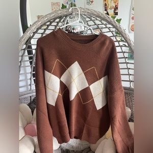 darling brown argyle sweater